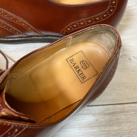 Barker Oxford Brogue Shoes Lace Up Brown UK 8 G - Picture 7 of 9